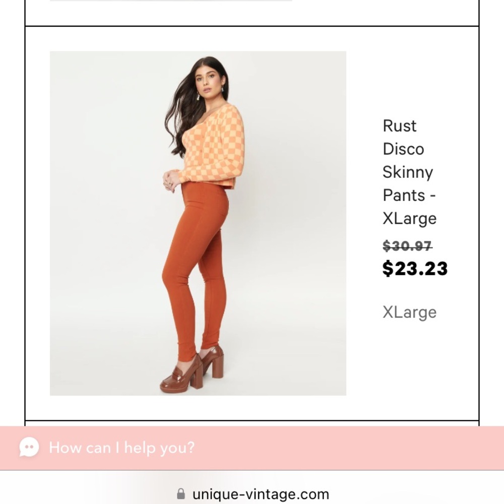 UNIQUE VINTAGE RUST SKINNY DISCO PANTS